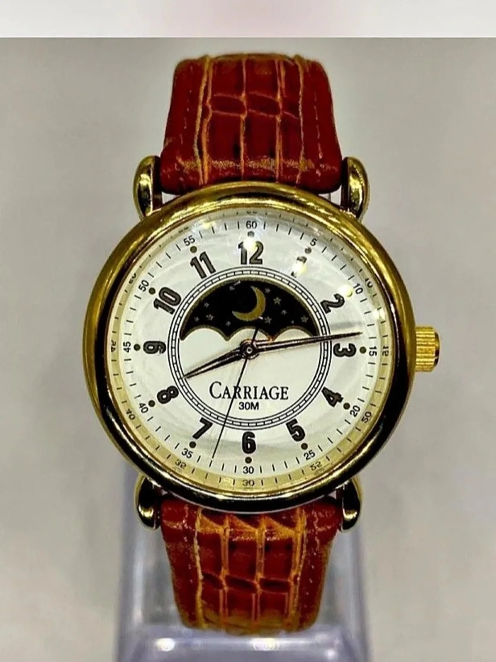 Luxury ^^^ Ladies * Carriage by Timex Carriage Moon Phase Watch Tan / Gold ^^^